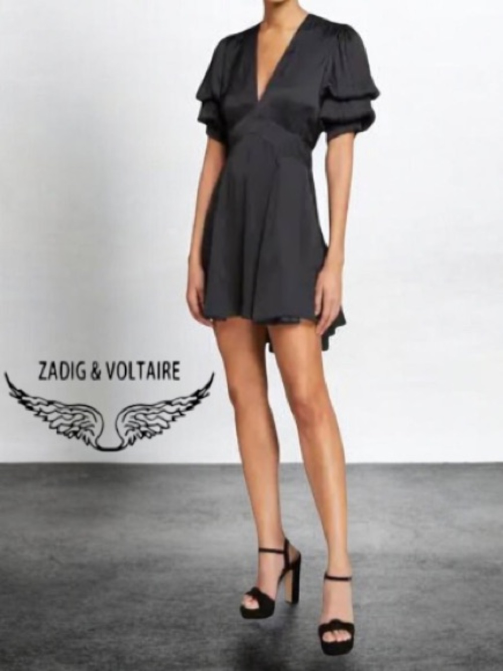 Zadig & Voltaire Royas Satin Black Dress